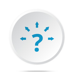 Flat blue Question Mark Arrows icon on circle web button on whit
