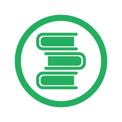Flat green Books icon and green circle
