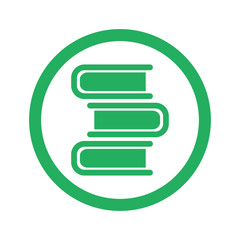 Flat green Books icon and green circle
