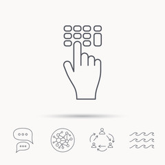 Fototapeta premium Wpisz ikonę kodu PIN. Kliknij znak wskaźnika dłoni.