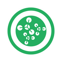Flat green Molecules icon and green circle