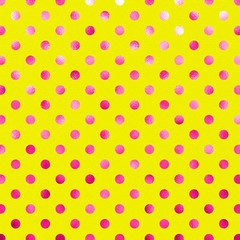 Pink Yellow Metallic Foil Polka Dot Pattern Swiss Dots Texture P
