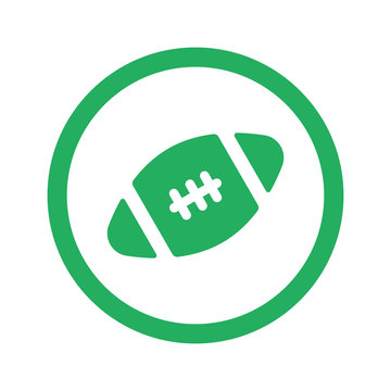 Flat green American Football icon and green circle