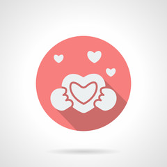 Round pink love proposal flat vector icon