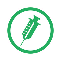 Flat green Syringe icon and green circle