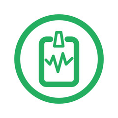 Flat green Cardiogram Clipboard icon and green circle