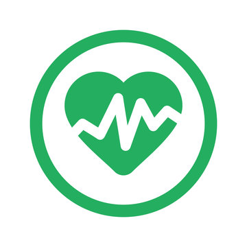 Flat green Heart Rate Pulse icon and green circle