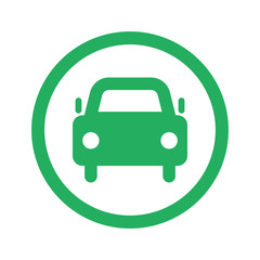 Flat green Car icon and green circle