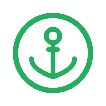 Flat green Anchor icon and green circle