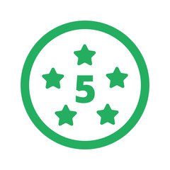 Flat green Five Star icon and green circle