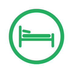 Flat green Bed icon and green circle
