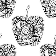 Zentangle apple seamless pattern