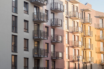 Modern new building with balconies