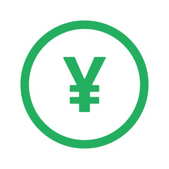 Obraz premium Flat green Yen icon and green circle