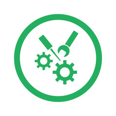 Flat green Service icon and green circle