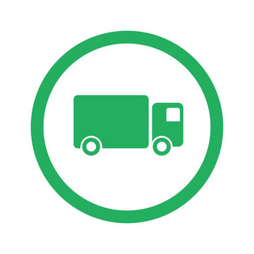 Flat Green Delivery Truck Icon And Green Circle