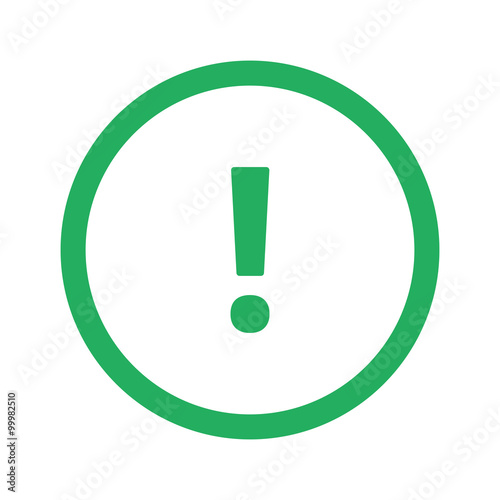 "Flat green Exclamation Mark icon and green circle" Stock image and