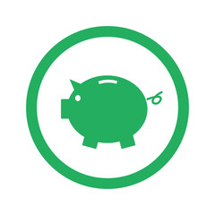 Flat green Piggy Bank icon and green circle