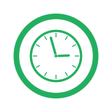 Flat green Clock icon and green circle