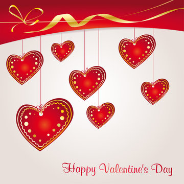 Valentine's background with red hearts