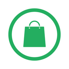 Flat green Shopping Bag icon and green circle