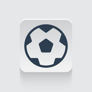 Flat black Soccer Ball icon on rounded square web button