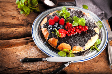 Obst Schoko kuchen mit minze
