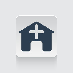 Obraz premium Flat black Hospital icon on rounded square web button
