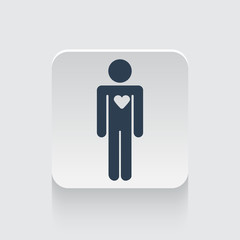 Flat black Heart icon on rounded square web button