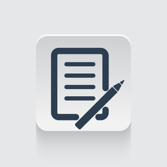 Flat black Pen And Paper icon on rounded square web button