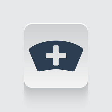 Flat black Nurse icon on rounded square web button