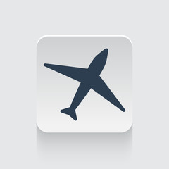 Flat black Airplane icon on rounded square web button