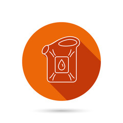 Jerrycan icon. Petrol fuel can with drop sign.