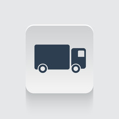 Flat black Delivery Truck icon on rounded square web button
