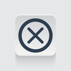 Flat black Cancel icon on rounded square web button