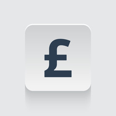 Flat black Pound icon on rounded square web button