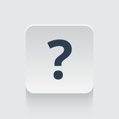 Flat black Question Mark icon on rounded square web button
