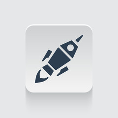 Flat black Rocket Launch icon on rounded square web button