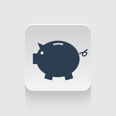 Flat black Piggy Bank icon on rounded square web button