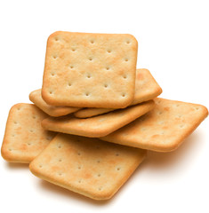 Dry cracker cookies isolated on white background cutout