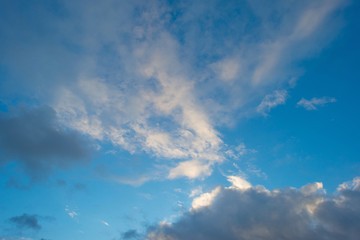Clouds in a blue sky in winter