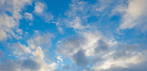 Clouds in a blue sky in winter