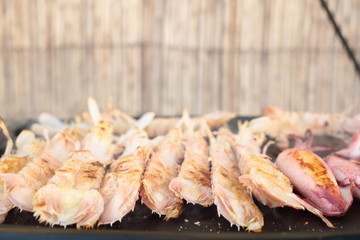 seafood cooked on the grill

