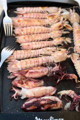 seafood cooked on the grill
