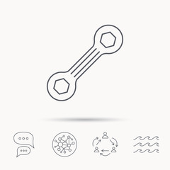 Spanner tool icon. Repairing service sign.