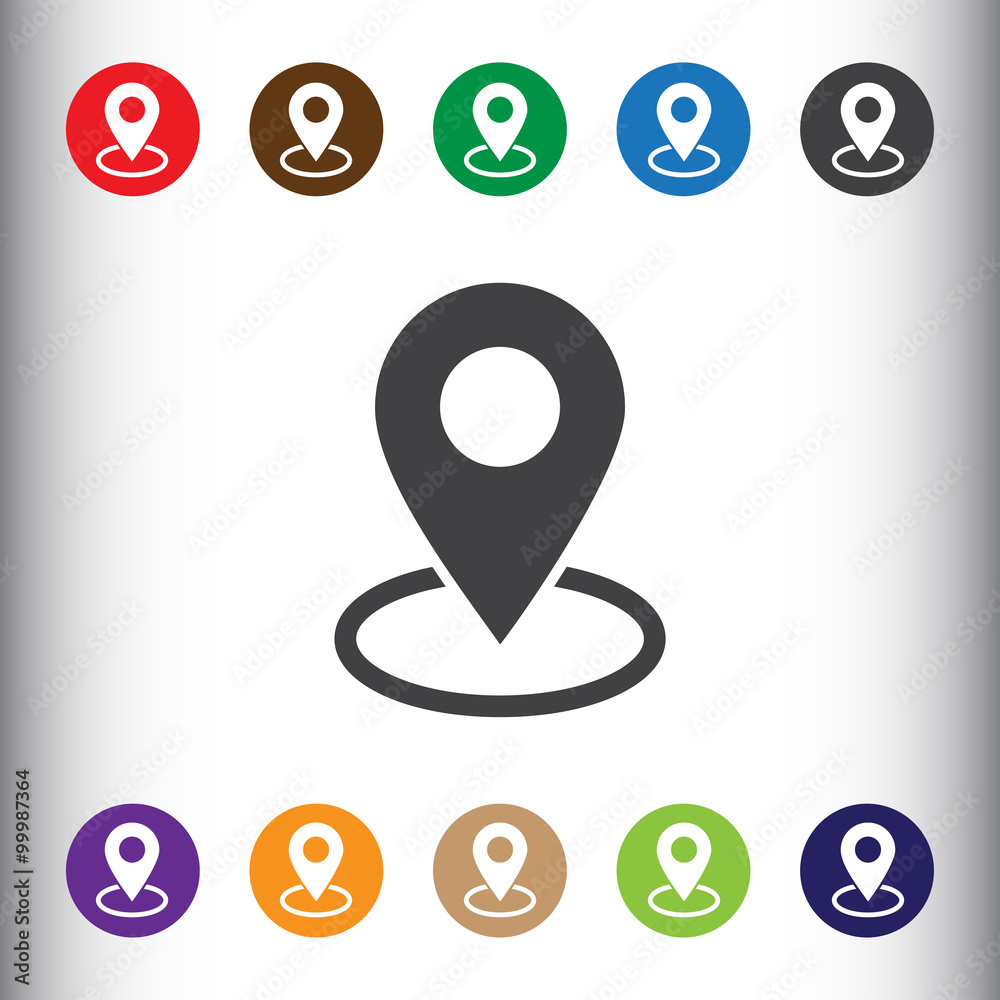 Poster map pin place marker icon for web