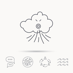 Wind icon. Cloud with storm sign.