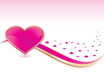 Pink heart valentine love background with copy-space, vector illustration