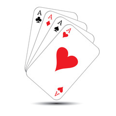 Playing Cards, four aces over white background, vector illustration