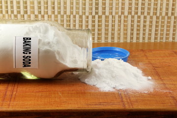 baking soda in a glass jar 
